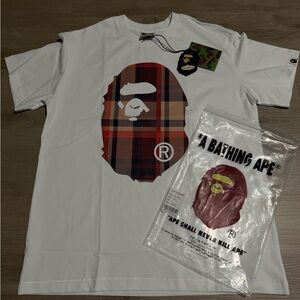 BAPE Check Big Ape Head Tee White